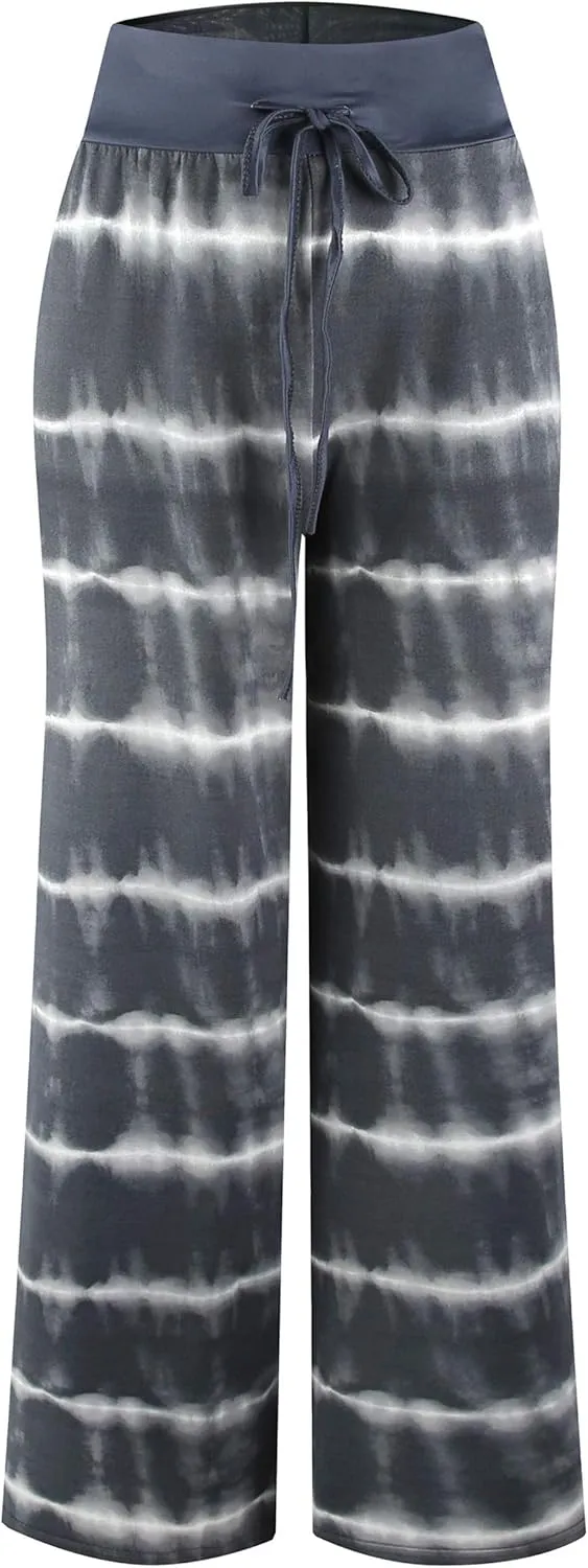 iniber Women's Comfy Pajama Pants Long Casual Drawstring Palazzo Lounge Pants Soft Wide Leg Bottoms