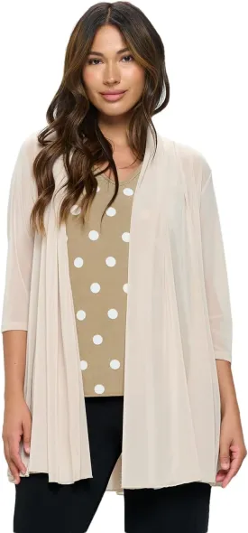 Jostar Women's Mesh Jacket Cardigan - 3/4 Sleeve Sheer Lightweight Open Front Princess Soft Drape Knit Sweater