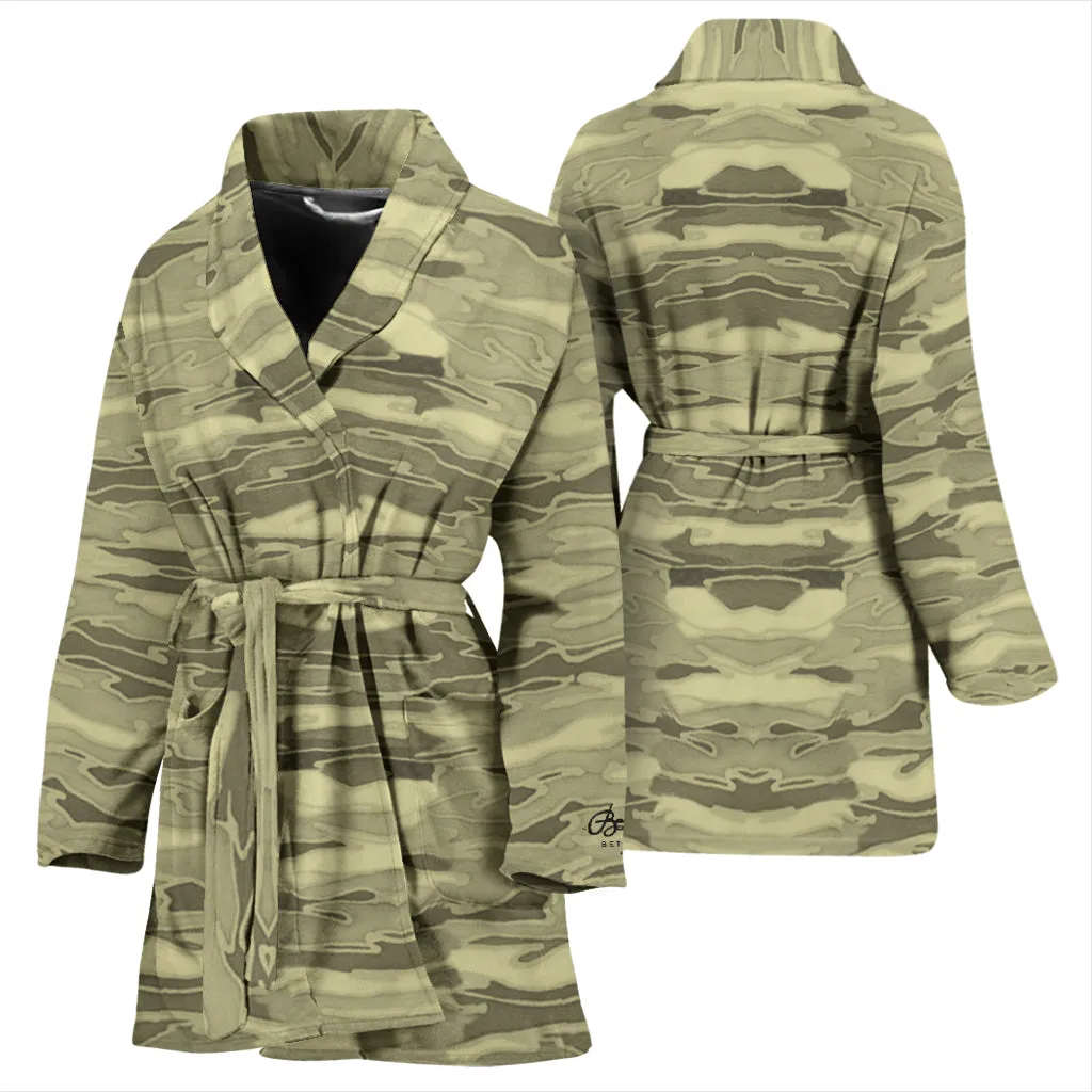 Khaki Lava Camouflage  Bath Robe - Women