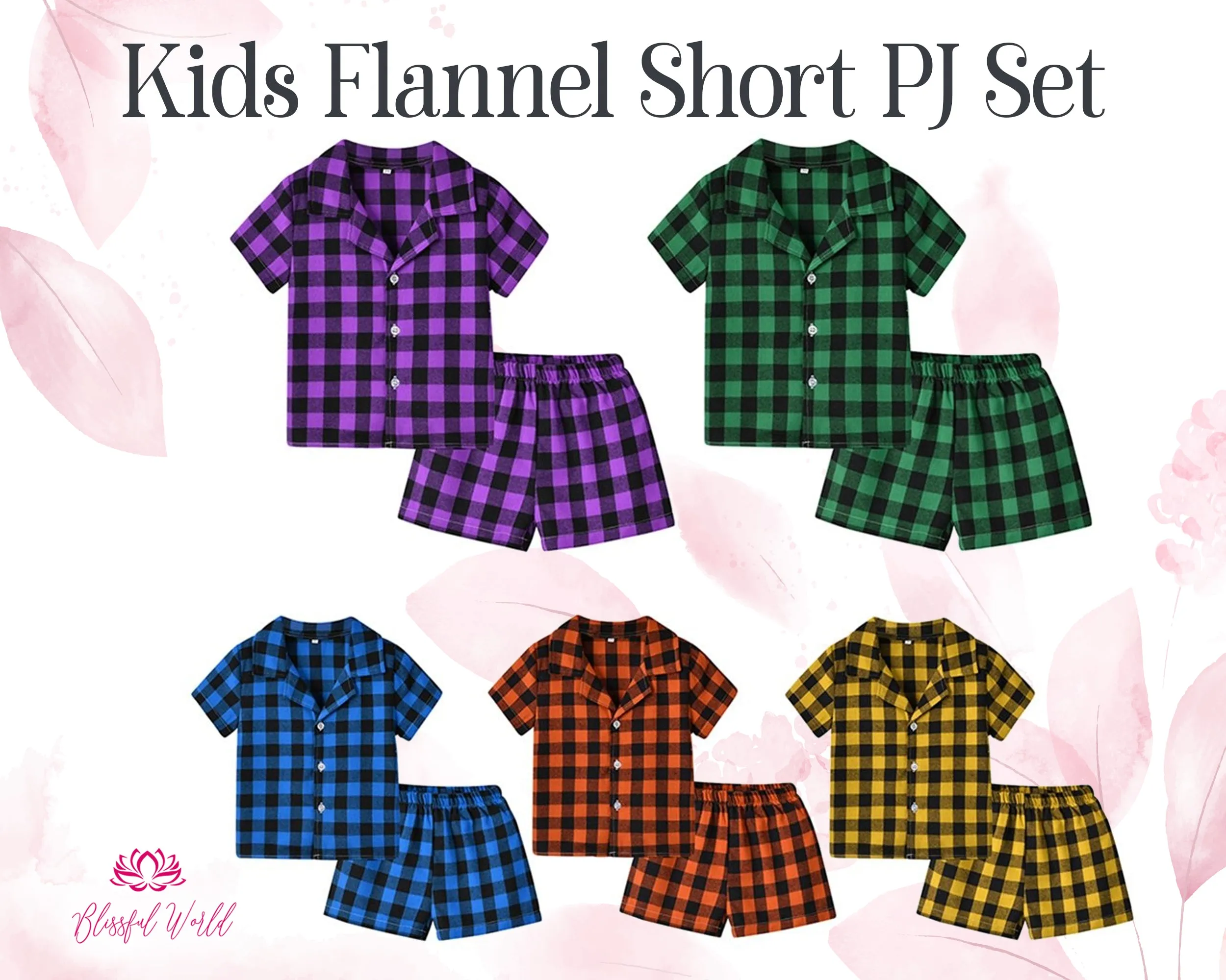 Kids Short Flannel Pajama set | Brushed PJs for Kids