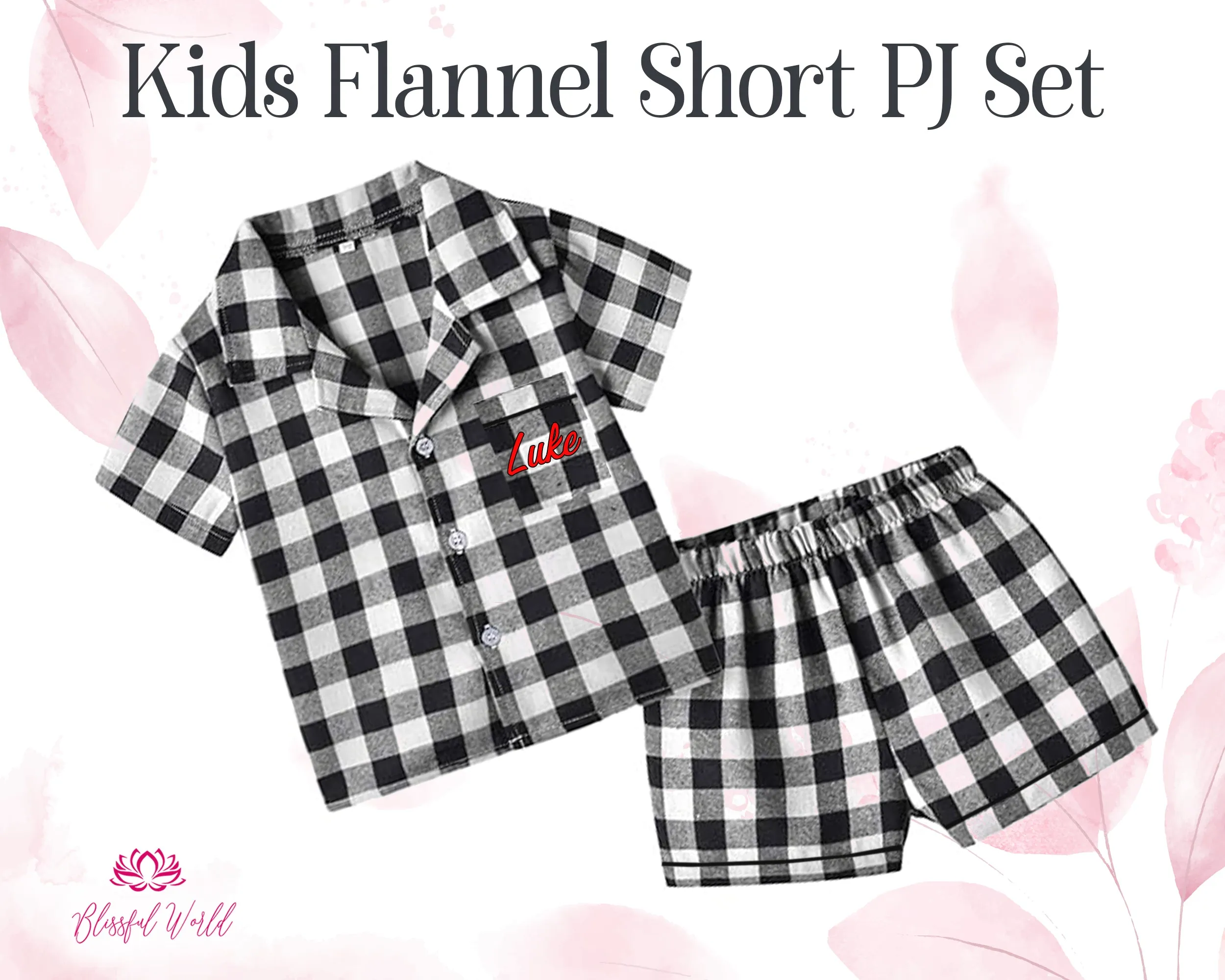 Kids Short Flannel Pajama set | Brushed PJs for Kids