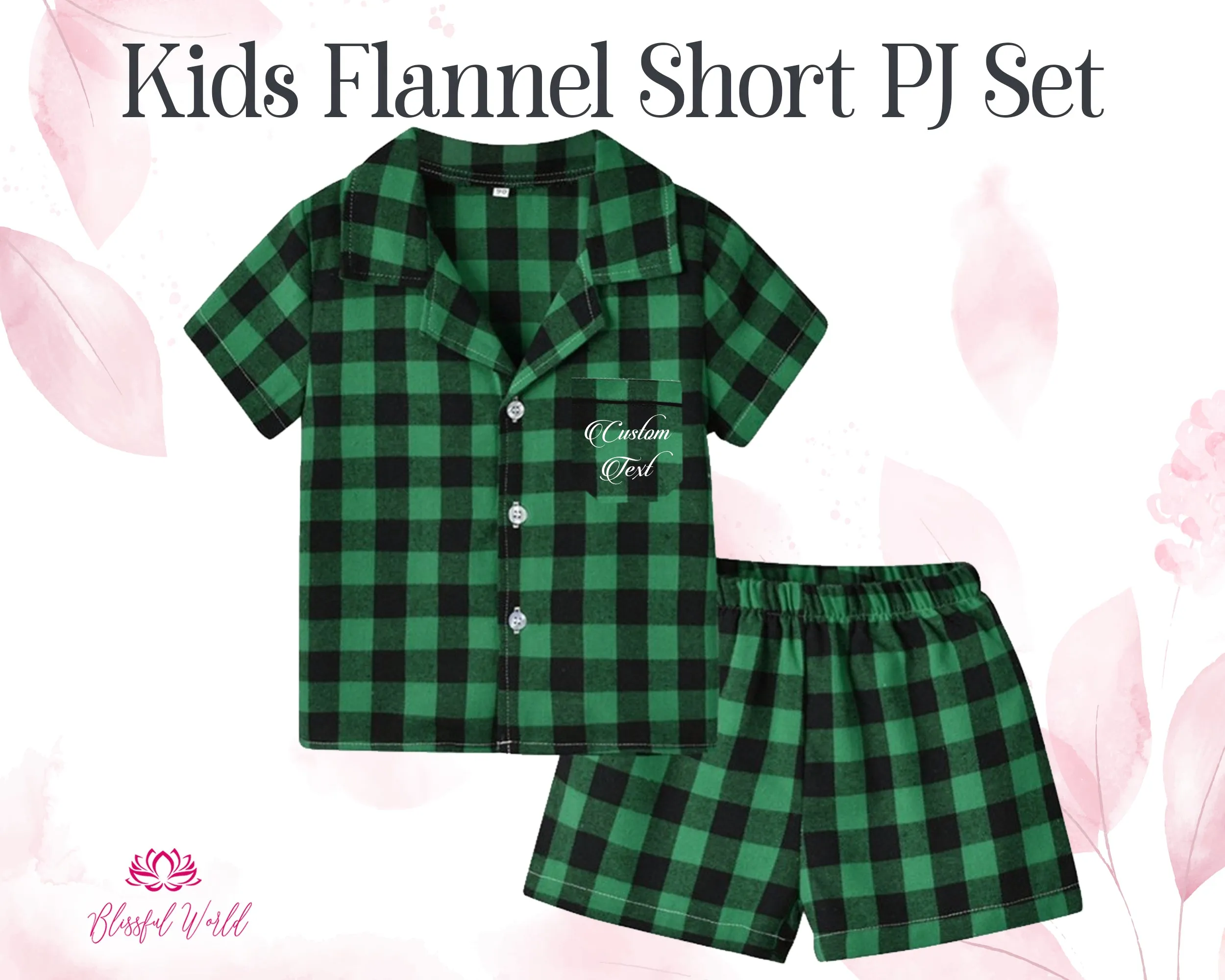 Kids Short Flannel Pajama set | Brushed PJs for Kids