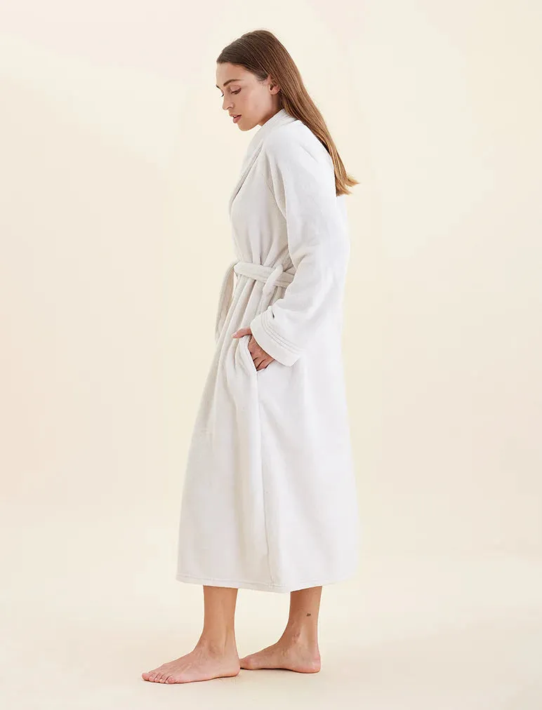 Long Plush Robe Ecru
