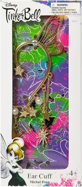 LUV HER Disney Tinker Bell Ear Cuff - Nickel-Free Fairy Earrings for Women - Left Ear Only - Whimsical Fairy Jewelry with Star Charms - Costume Accessory, Dress-Up, Themed Events, Ages 4 and Up