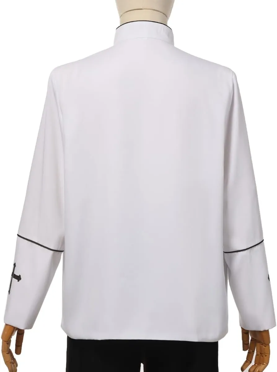 Mens Clergy Coat Church Priest Robe Vestment Stand Up Collar Button Down Top Outwear for Pastor