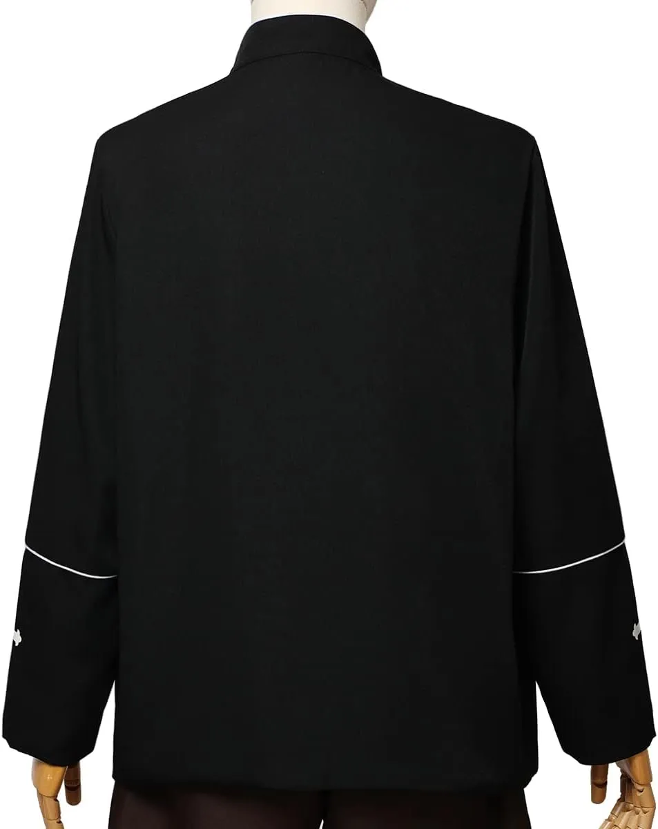 Mens Clergy Coat Church Priest Robe Vestment Stand Up Collar Button Down Top Outwear for Pastor