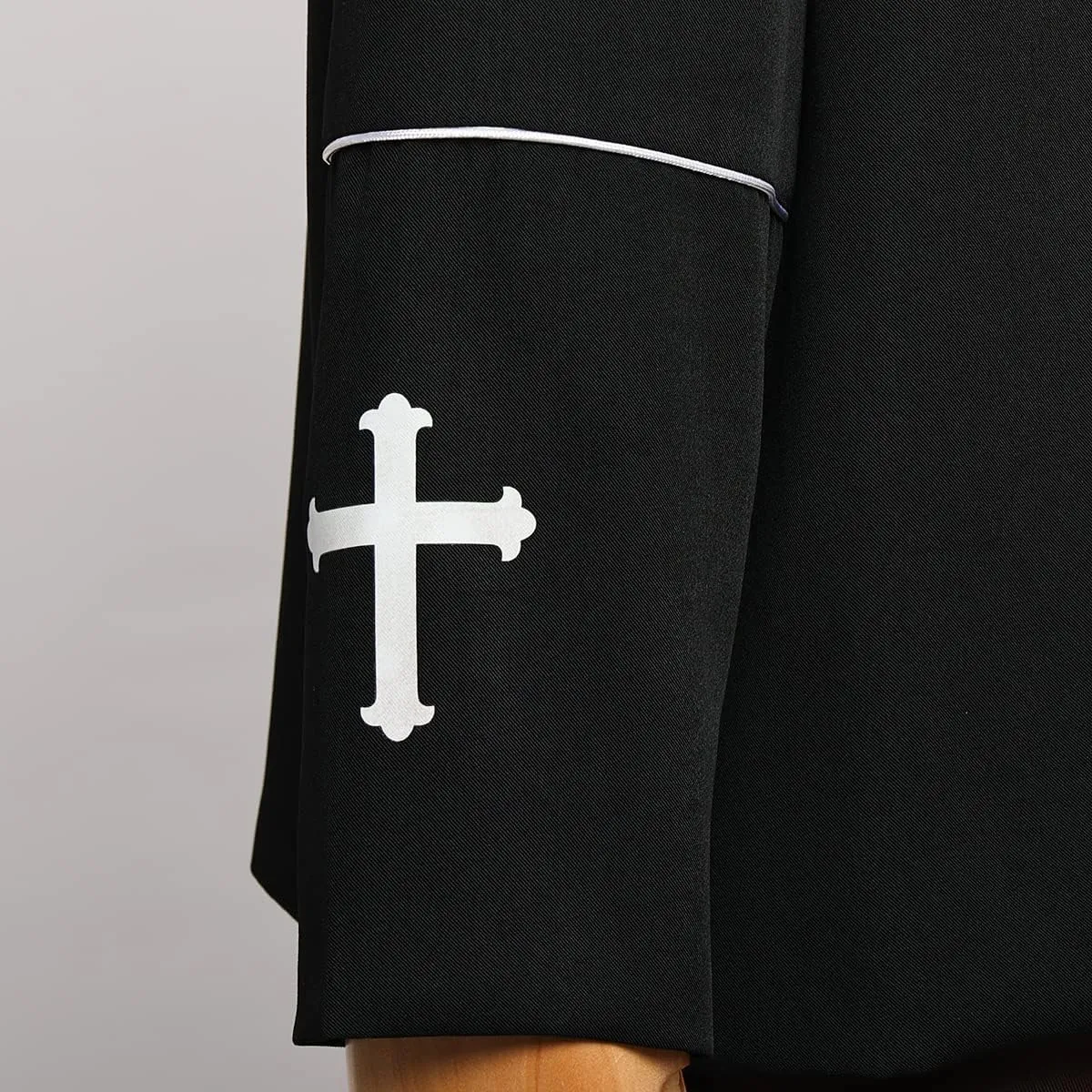 Mens Clergy Coat Church Priest Robe Vestment Stand Up Collar Button Down Top Outwear for Pastor