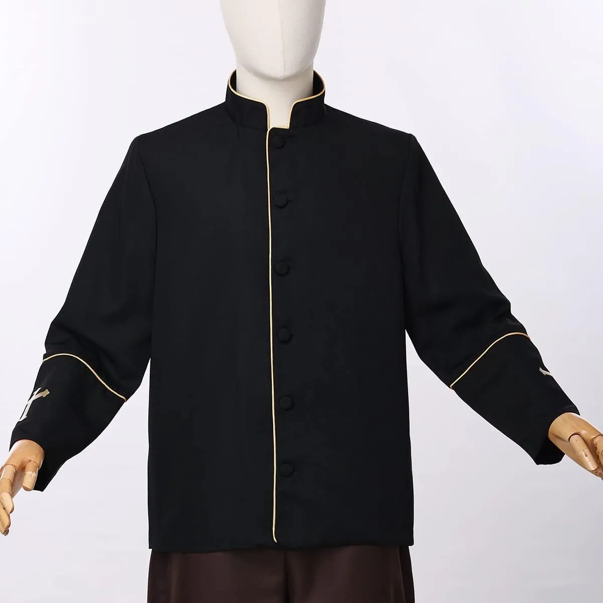 Mens Clergy Coat Church Priest Robe Vestment Stand Up Collar Button Down Top Outwear for Pastor