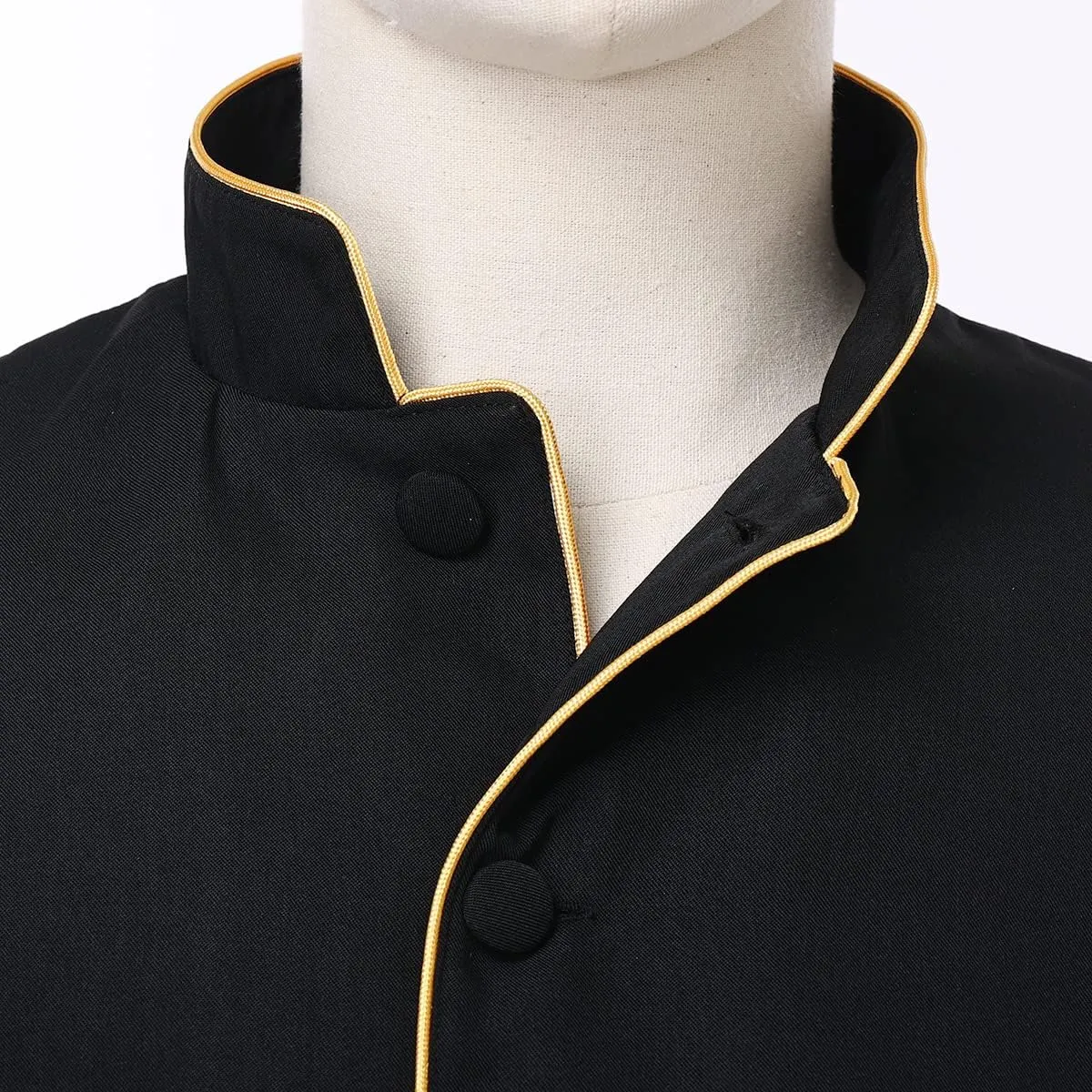 Mens Clergy Coat Church Priest Robe Vestment Stand Up Collar Button Down Top Outwear for Pastor