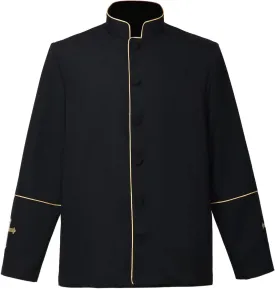 Mens Clergy Coat Church Priest Robe Vestment Stand Up Collar Button Down Top Outwear for Pastor
