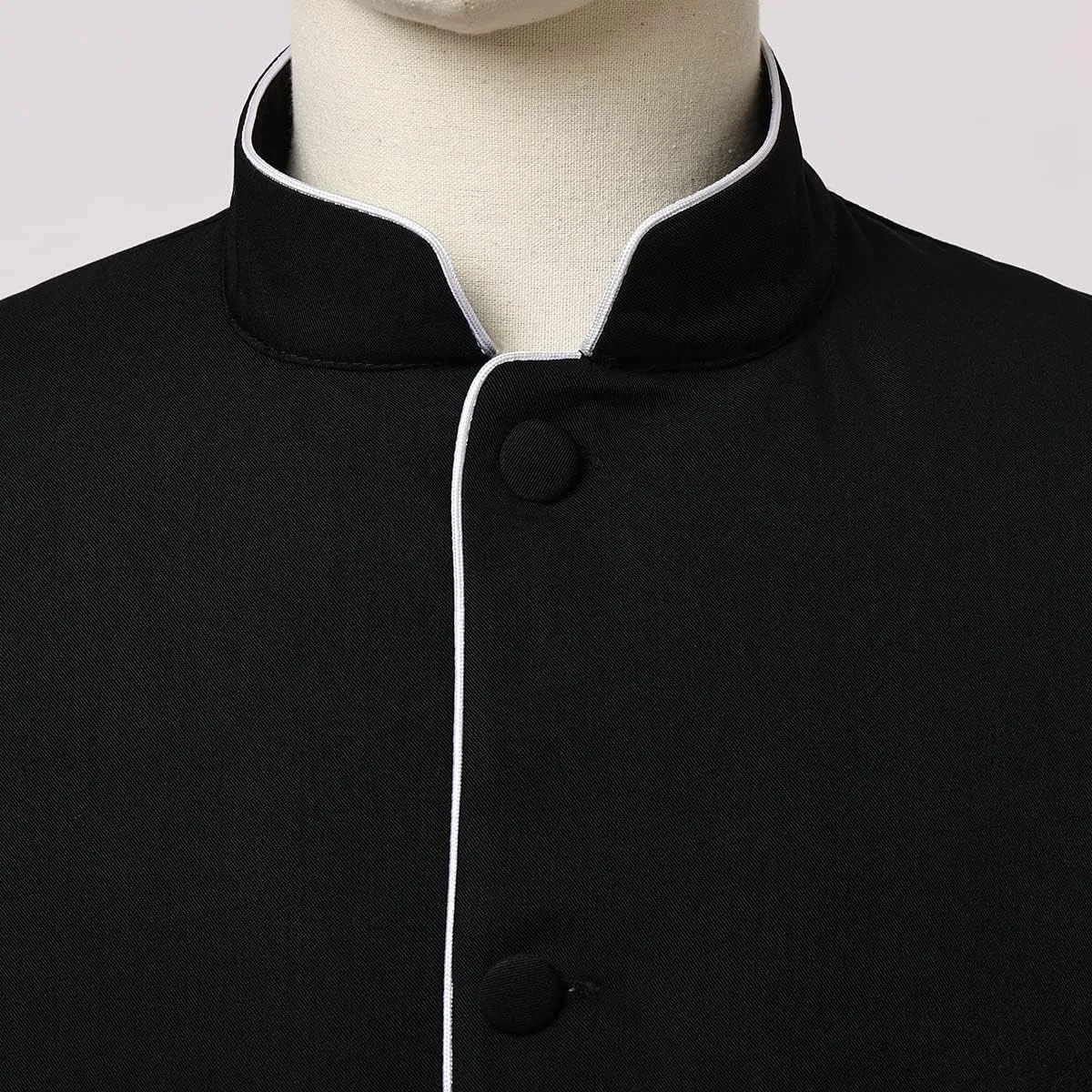 Mens Clergy Coat Church Priest Robe Vestment Stand Up Collar Button Down Top Outwear for Pastor