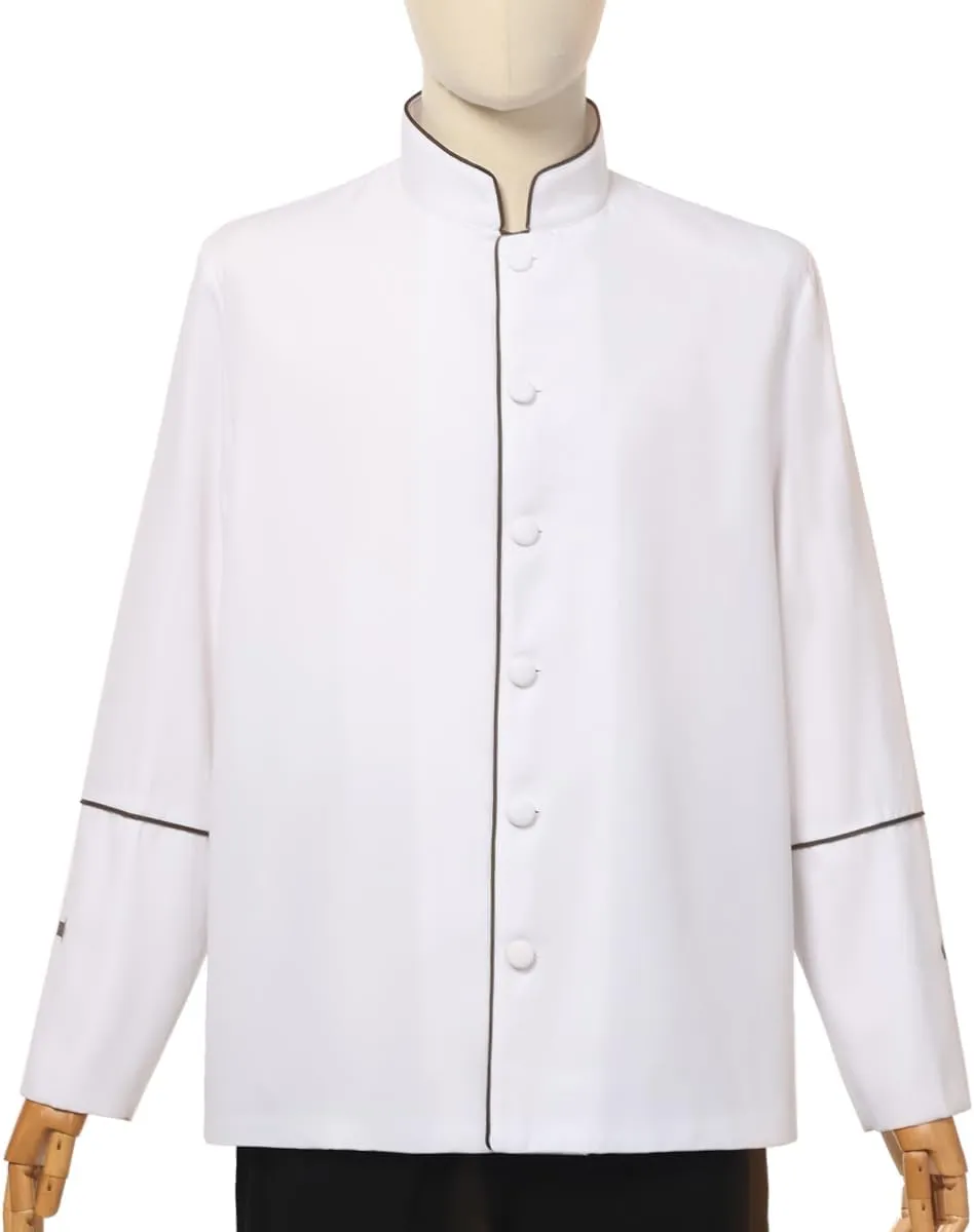 Mens Clergy Coat Church Priest Robe Vestment Stand Up Collar Button Down Top Outwear for Pastor