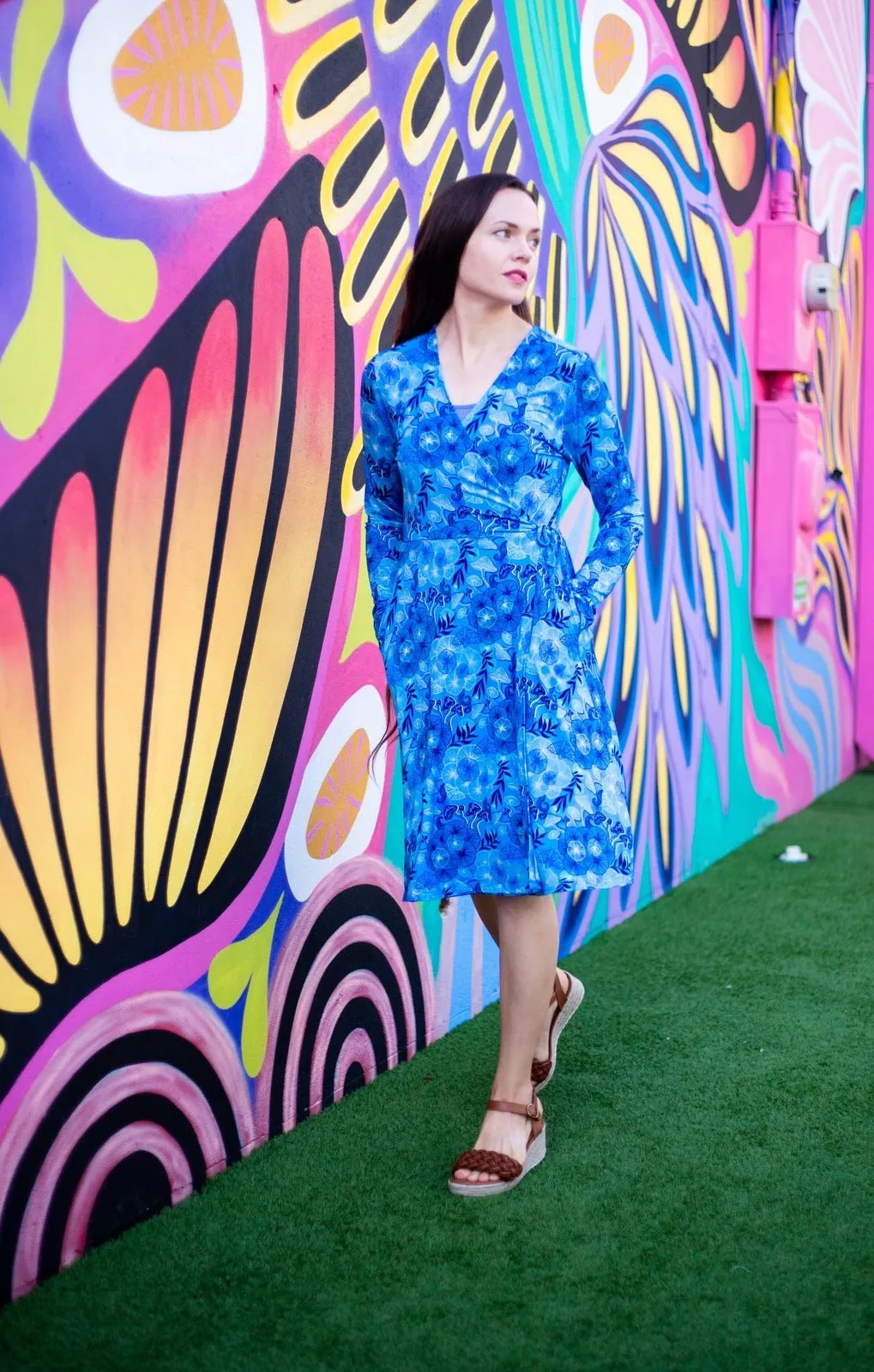 Mushroom Forest Women's Long Sleeve Wrap Dress