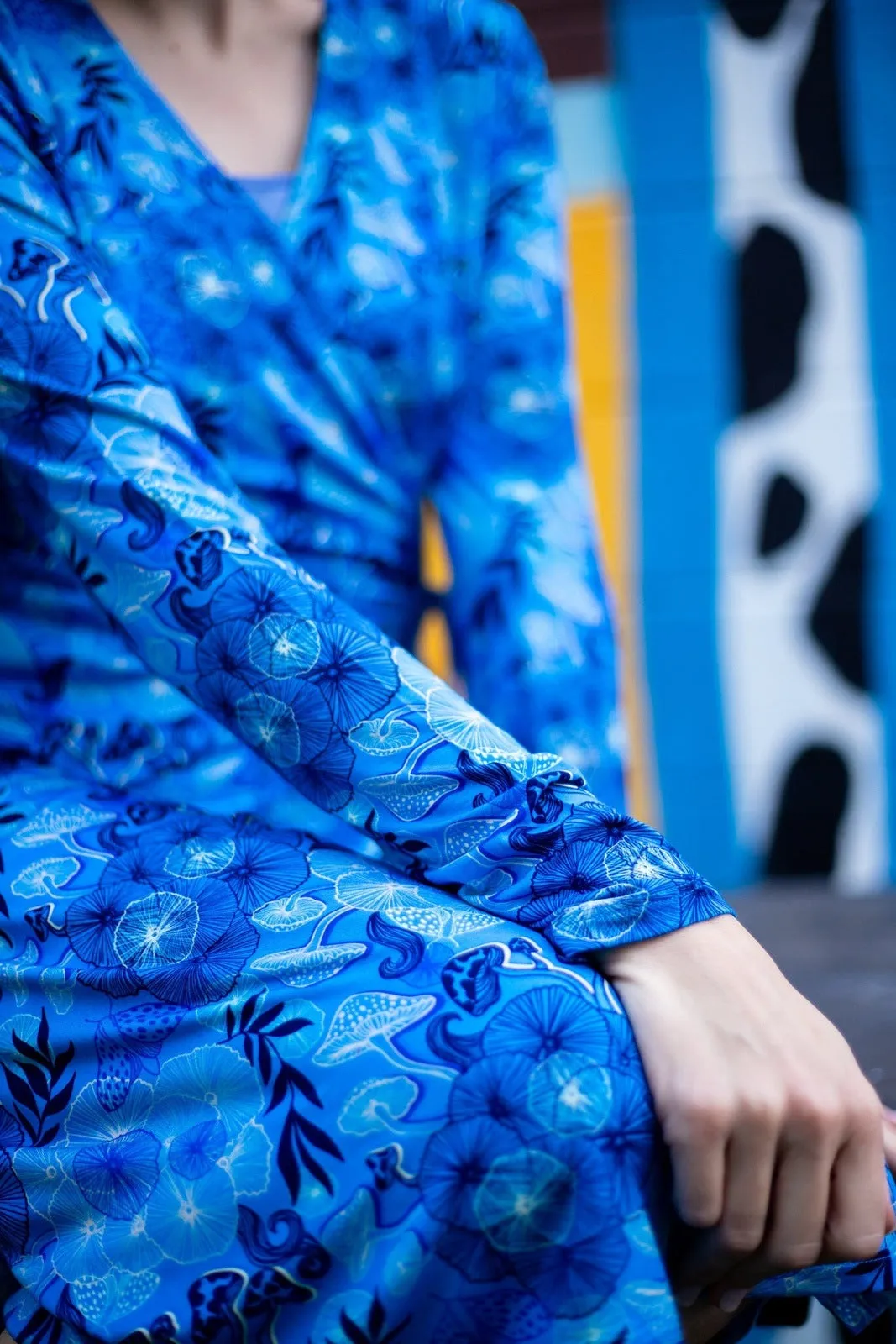 Mushroom Forest Women's Long Sleeve Wrap Dress