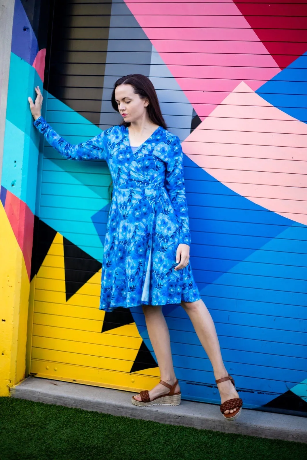 Mushroom Forest Women's Long Sleeve Wrap Dress