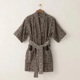 New - L/XL Ethel Robe Black/White - Opalhouse designed with Jungalow