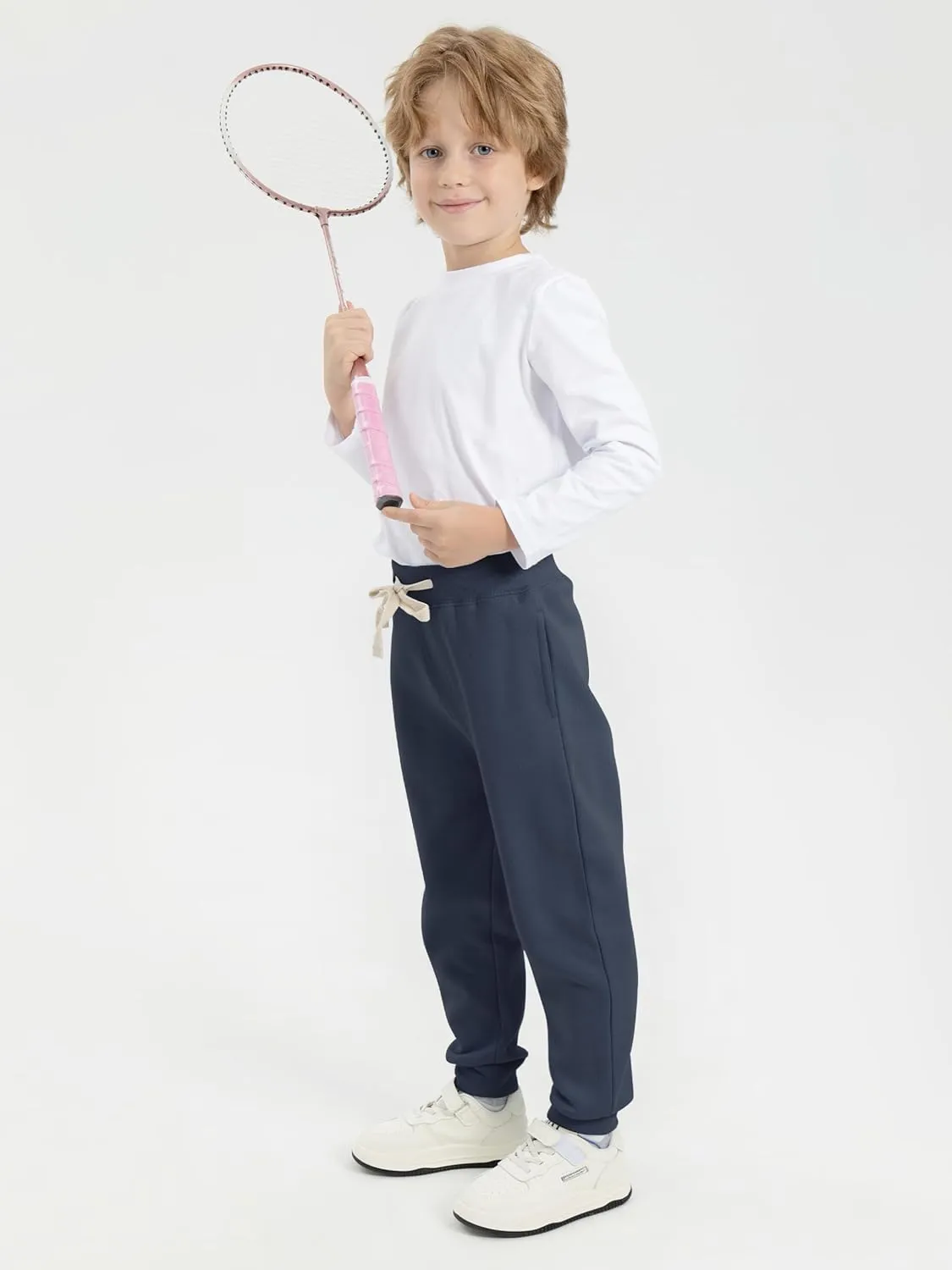 Resinta Baby and Toddler Boys Cotton Active Fleece Jogger Sweatpants Pull on Fleece Pants with Pockets Drawstring for Winter