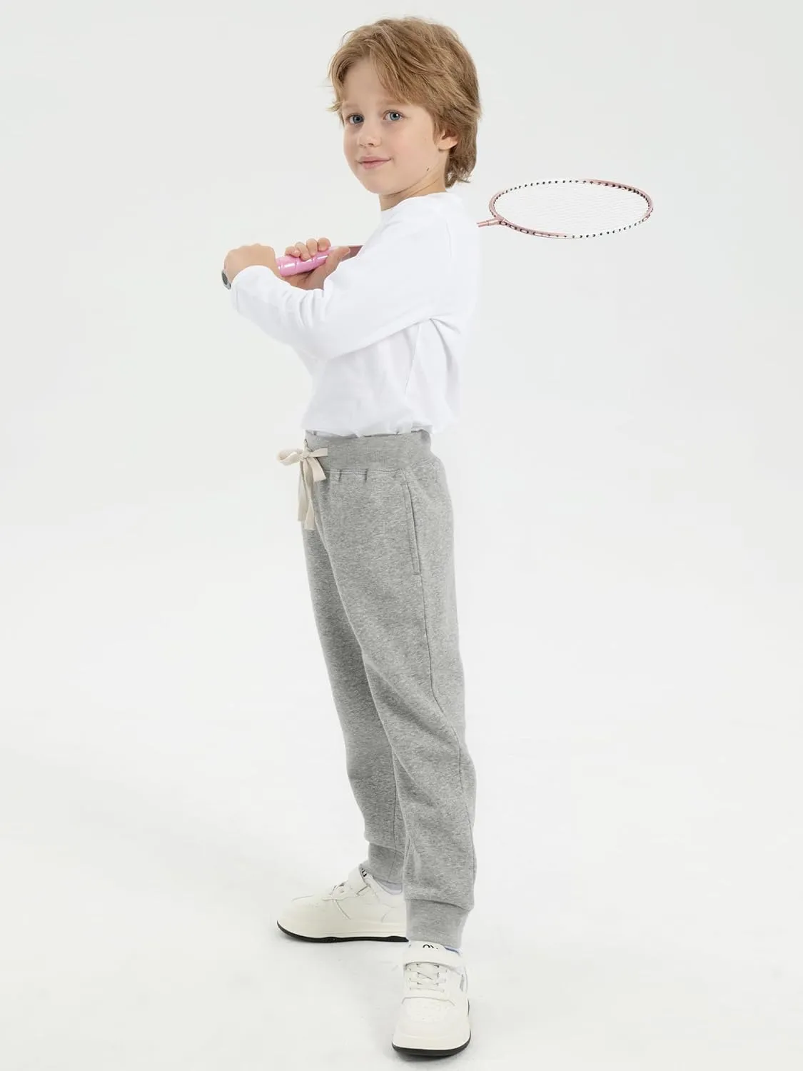 Resinta Baby and Toddler Boys Cotton Active Fleece Jogger Sweatpants Pull on Fleece Pants with Pockets Drawstring for Winter
