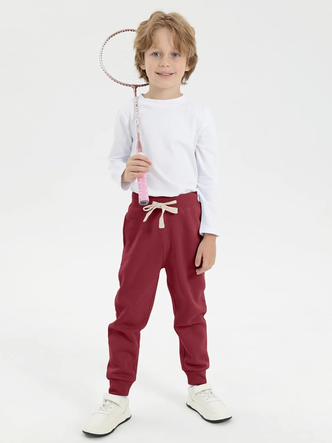 Resinta Baby and Toddler Boys Cotton Active Fleece Jogger Sweatpants Pull on Fleece Pants with Pockets Drawstring for Winter