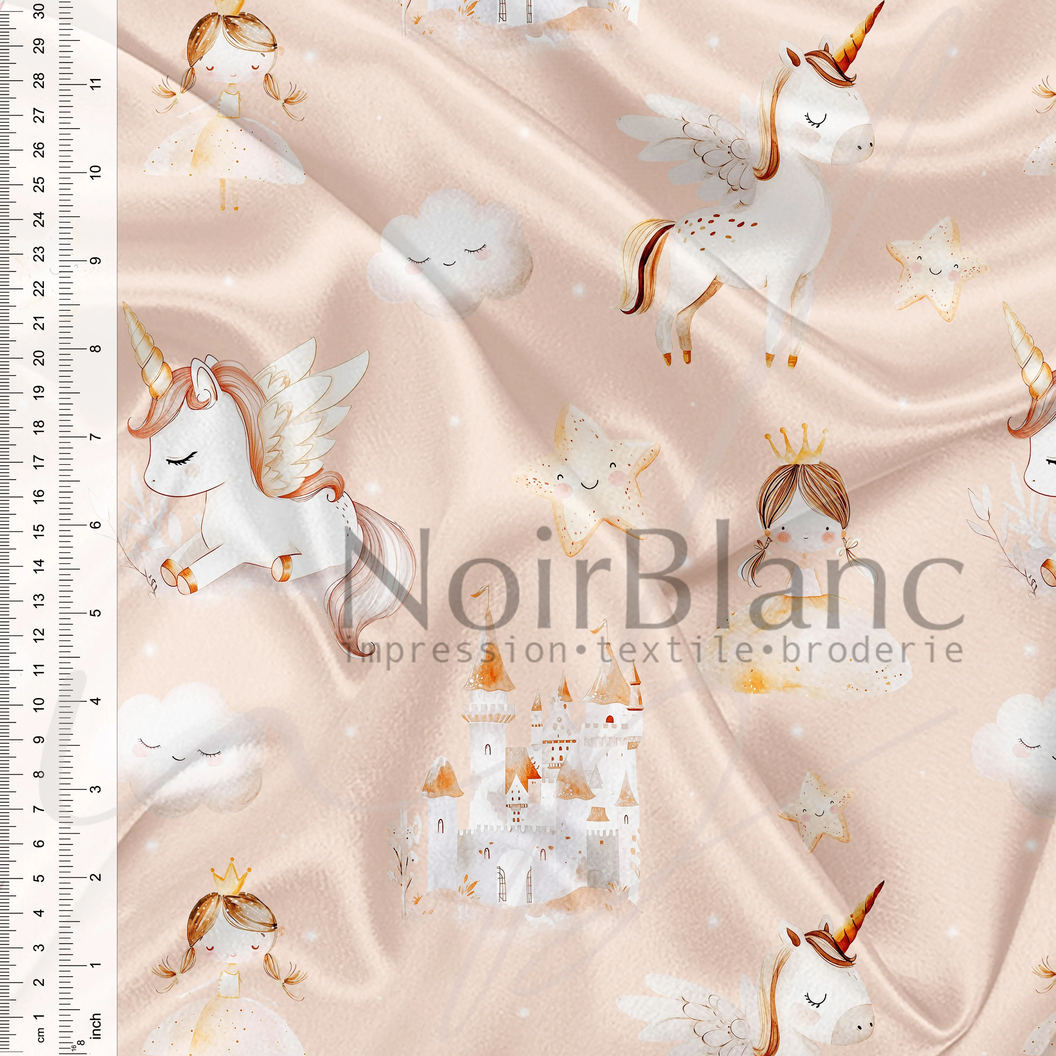 Rêve de princesse et licorne fond pêche