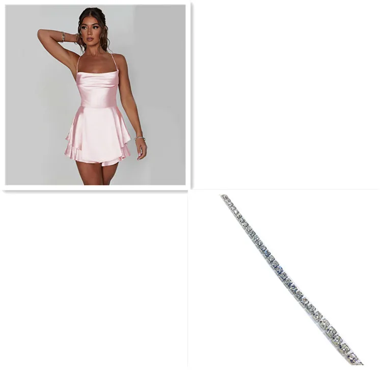 Robe trapue slim en satin dos nu, élégante et américaine