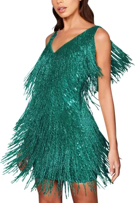 Sequin Cocktail Dresses Flapper Dresses 1920s Gatsby with All-Over Fringe Mini Dresses Prom Party Dress