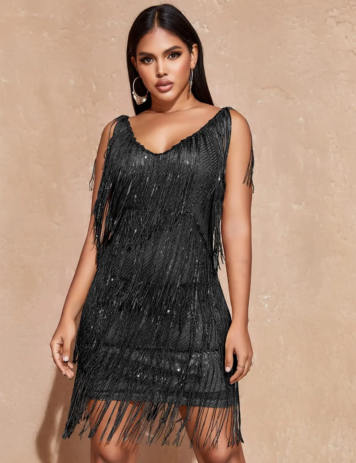 Sequin Cocktail Dresses Flapper Dresses 1920s Gatsby with All-Over Fringe Mini Dresses Prom Party Dress