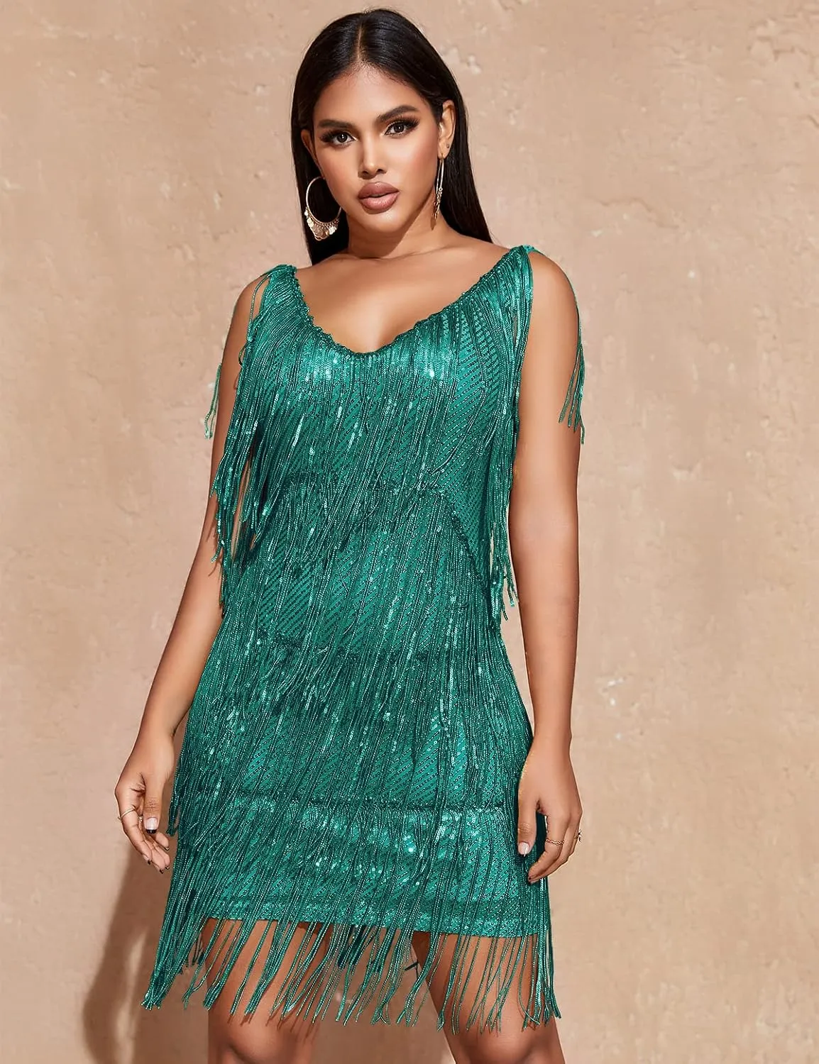 Sequin Cocktail Dresses Flapper Dresses 1920s Gatsby with All-Over Fringe Mini Dresses Prom Party Dress