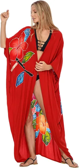 SHU-SHI Womens Kimono Cardigan Open Front Floral Robe Beach Cover Up One Size