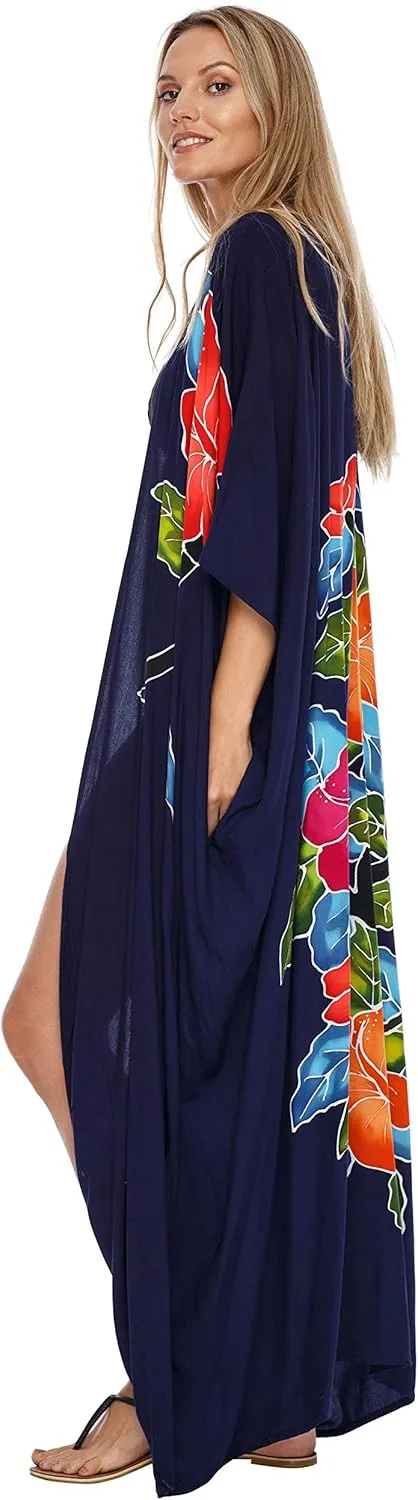SHU-SHI Womens Kimono Cardigan Open Front Floral Robe Beach Cover Up One Size