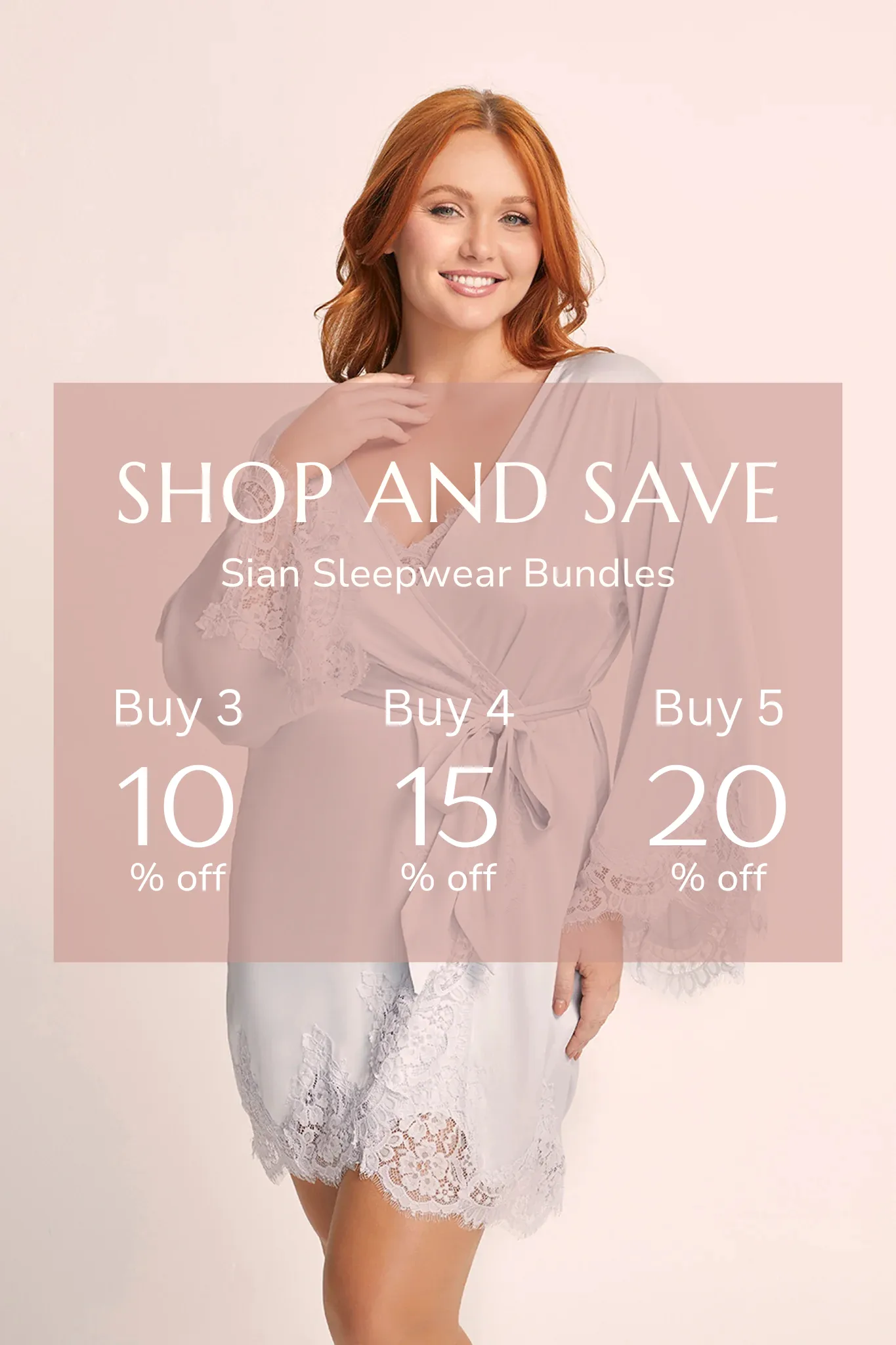 Sian Robe - White with Blush Lace