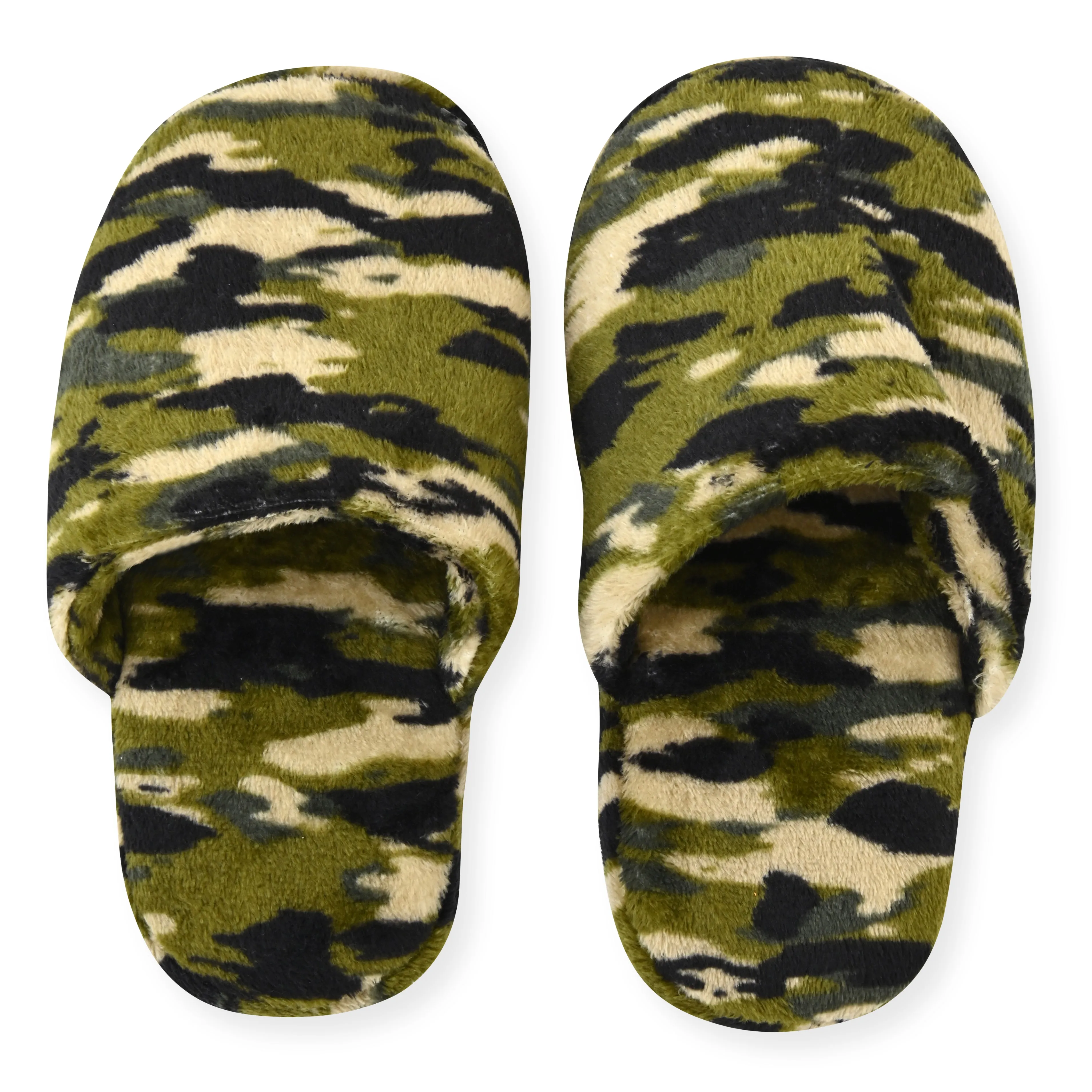 Sleep On It Boys Flannel Fleece Shawl Collar Robe with Matching Slippers - Green Camo