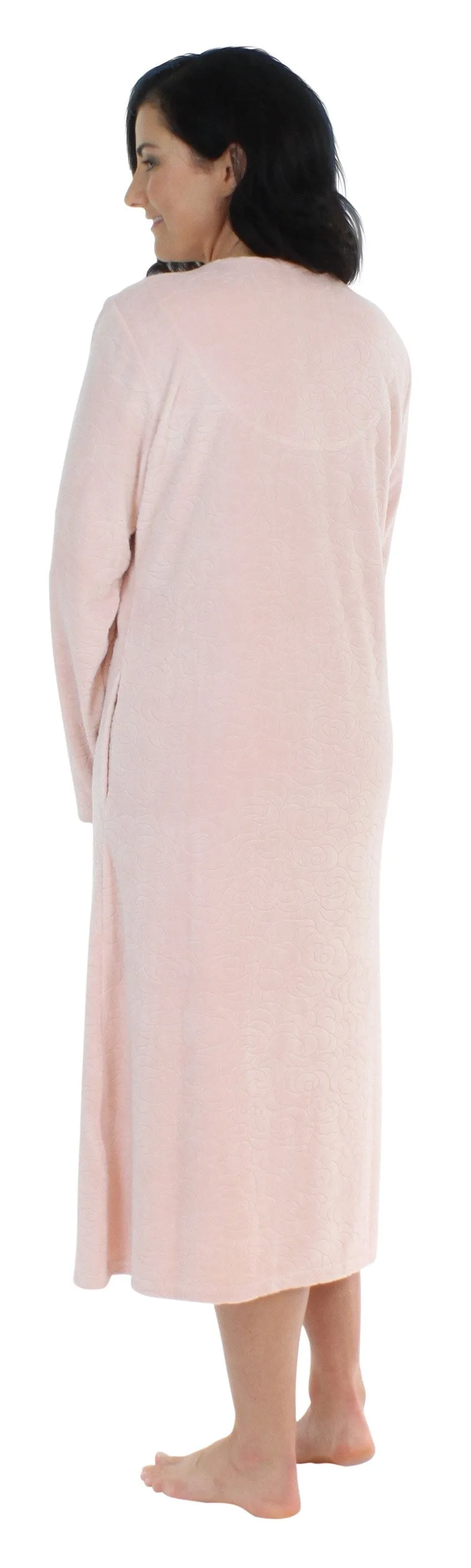 Sleepyheads Women's Long Sleeve Zip Front Long Robe Housecoat