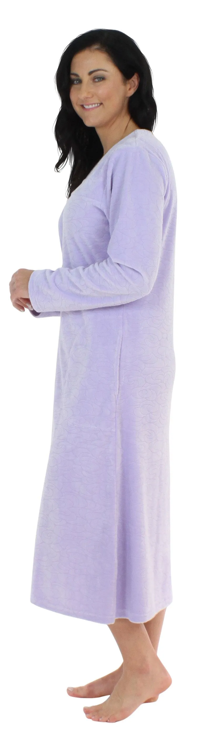 Sleepyheads Women's Long Sleeve Zip Front Long Robe Housecoat