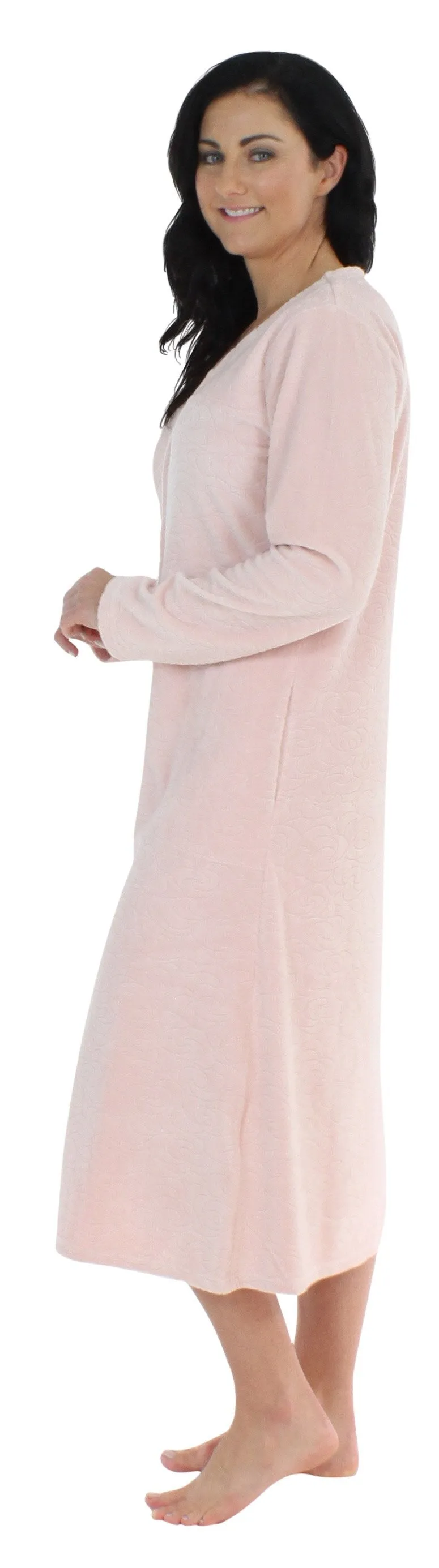 Sleepyheads Women's Long Sleeve Zip Front Long Robe Housecoat