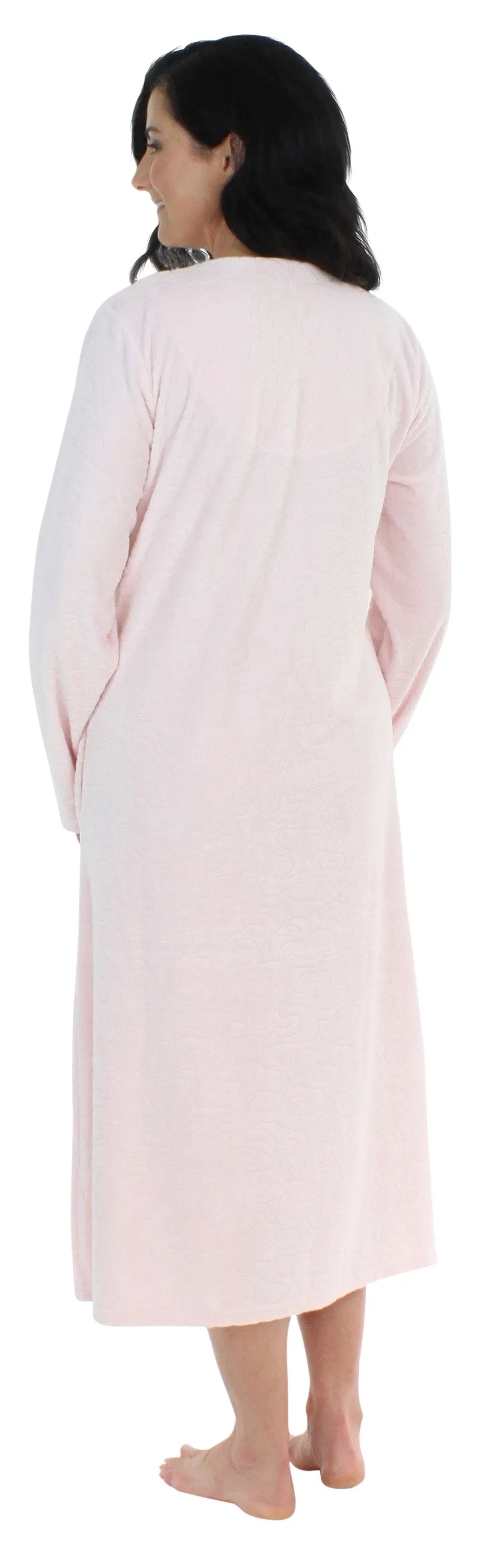 Sleepyheads Women's Long Sleeve Zip Front Long Robe Housecoat