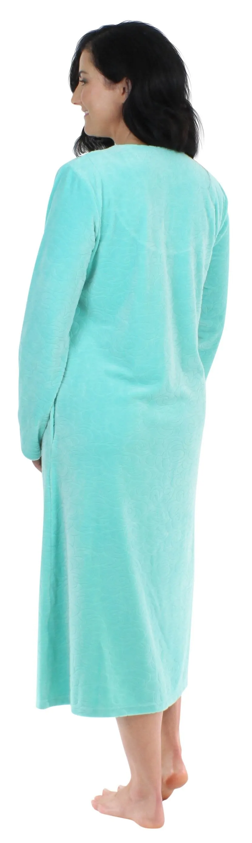 Sleepyheads Women's Long Sleeve Zip Front Long Robe Housecoat