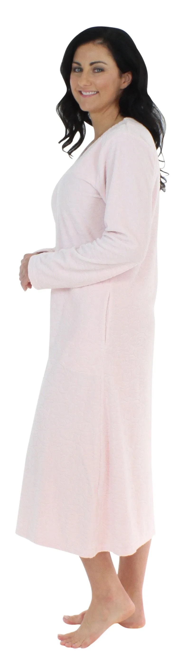 Sleepyheads Women's Long Sleeve Zip Front Long Robe Housecoat