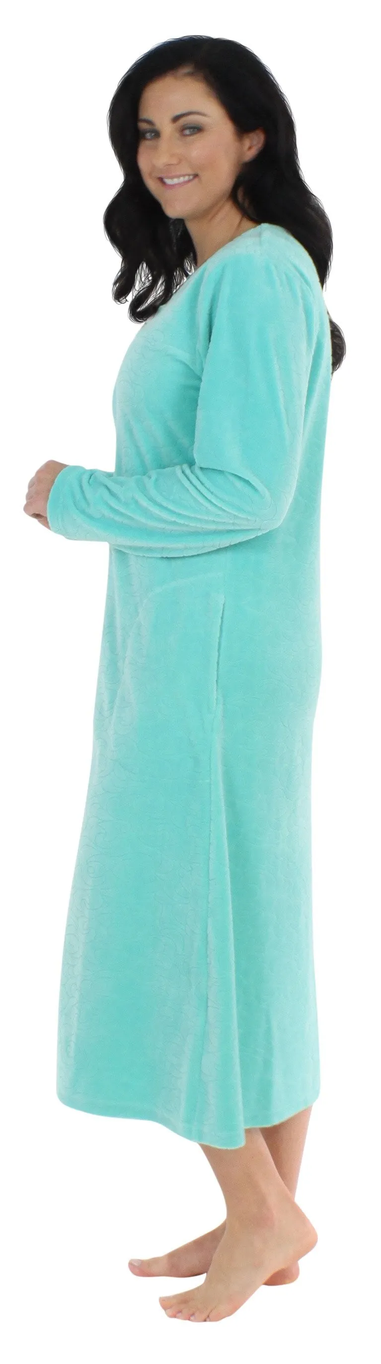 Sleepyheads Women's Long Sleeve Zip Front Long Robe Housecoat