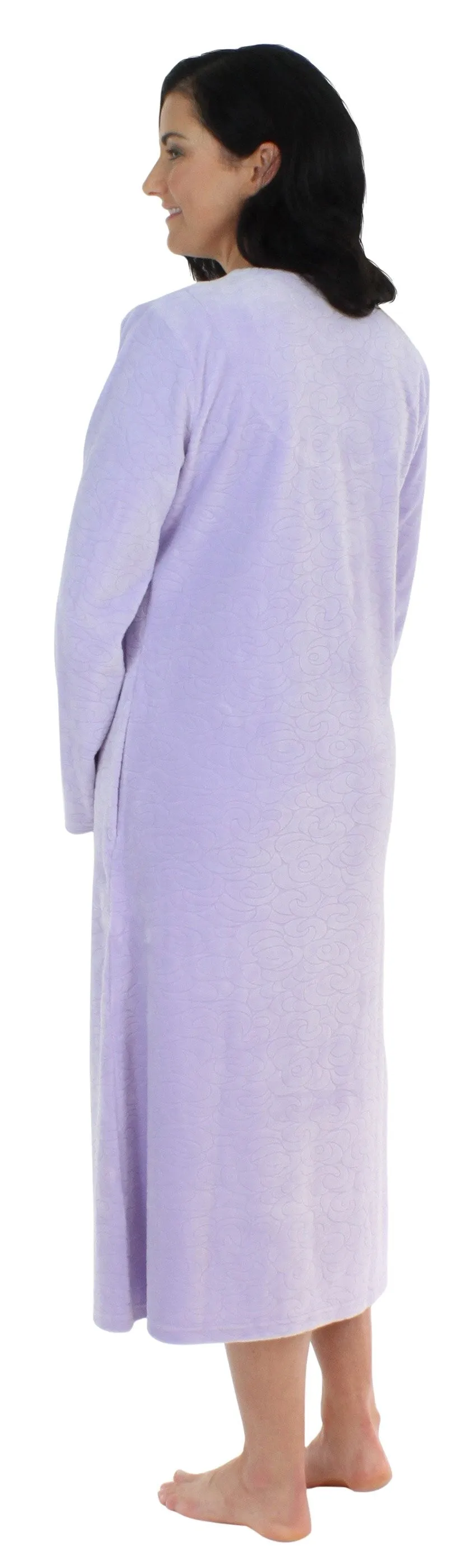 Sleepyheads Women's Long Sleeve Zip Front Long Robe Housecoat