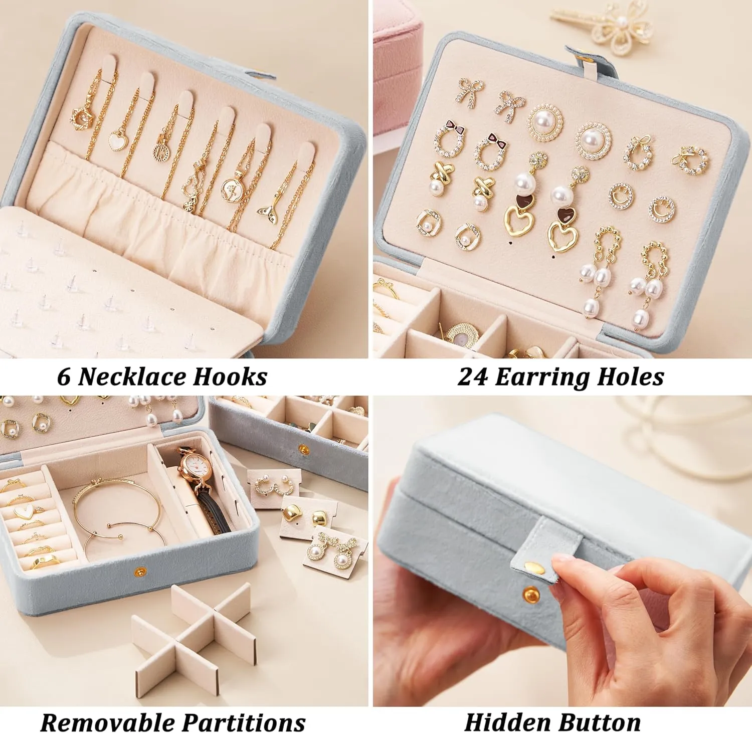 Small Jewelry Box for Earrings, Travel Earring Organizer for Girls Earring Box Travel Earring Case Organizer Bluelish Travel Jewelry Boxes for Women Small Earring Holder Organizer for Girls