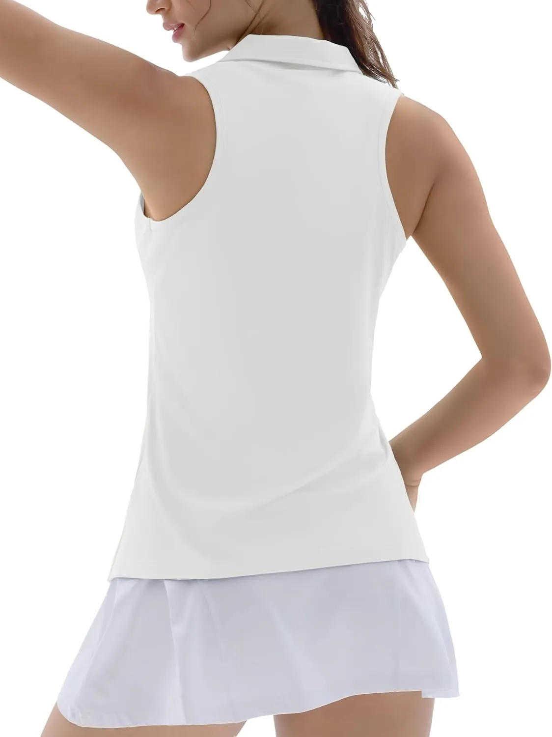 TACVASEN Womens Golf Shirts Sleeveless Racerback Polo Shirt UPF 50  Zip Up Moisture Wicking Workout Tennis Athletic Tank Tops