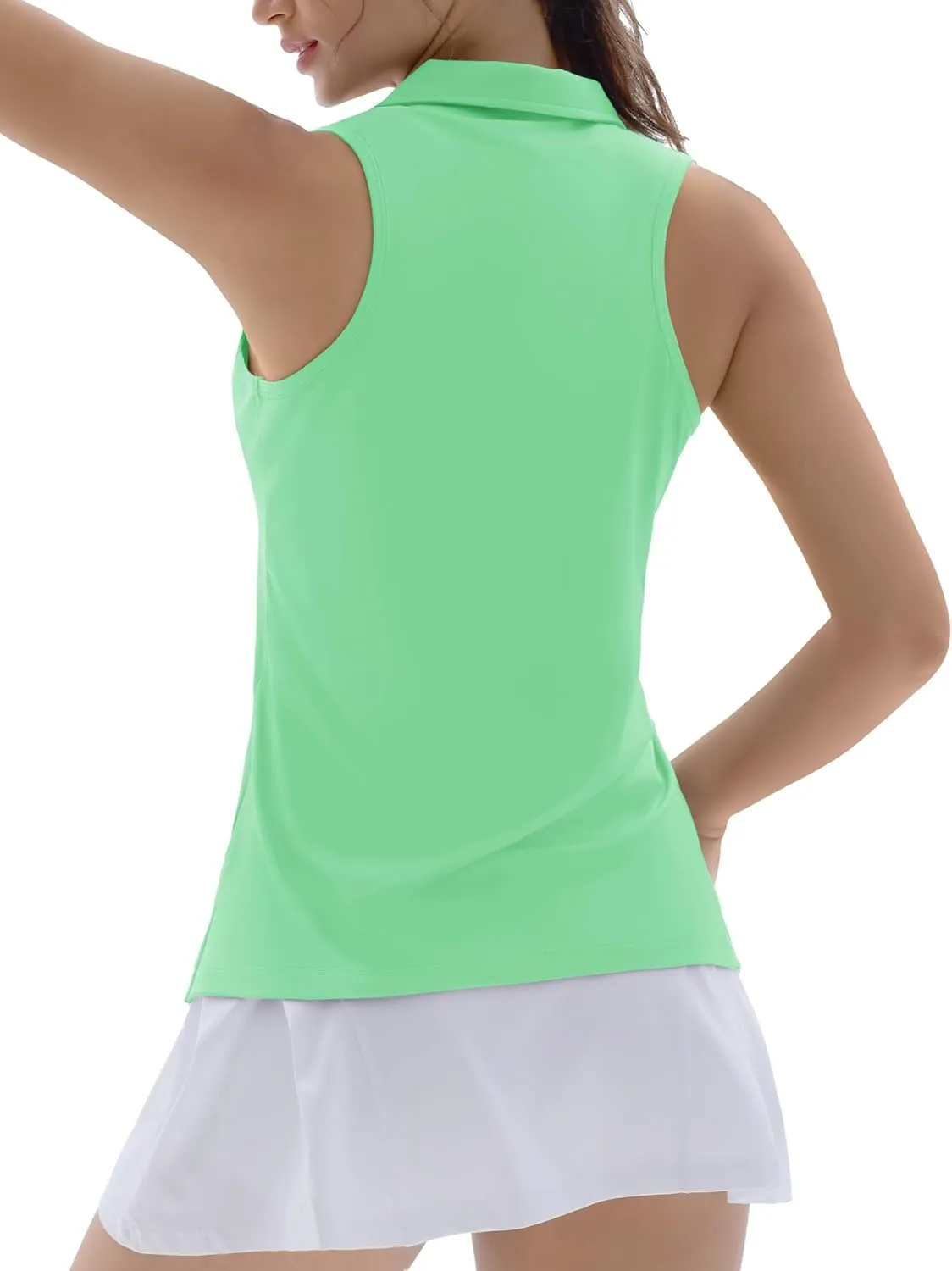 TACVASEN Womens Golf Shirts Sleeveless Racerback Polo Shirt UPF 50  Zip Up Moisture Wicking Workout Tennis Athletic Tank Tops