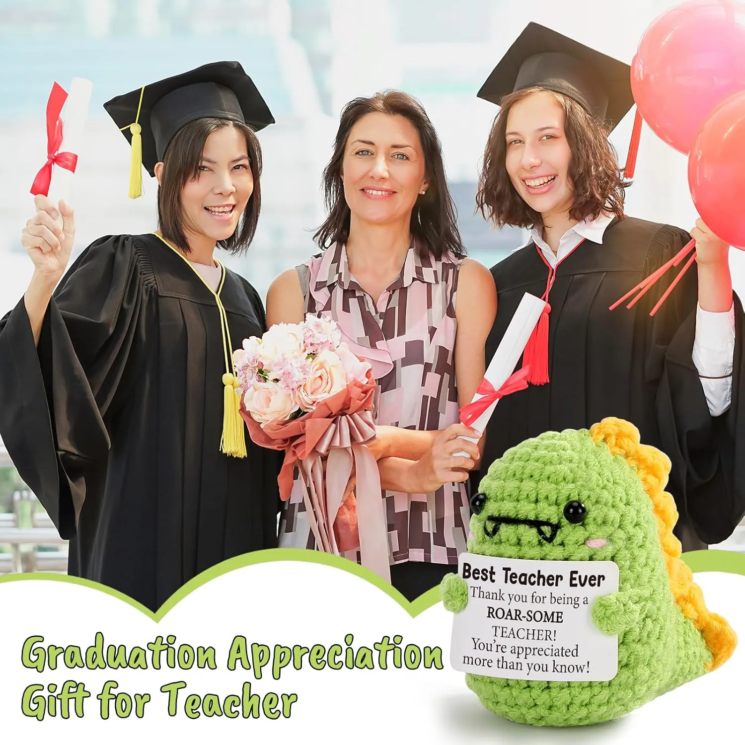 Teacher Appreciation Gifts for Women Teachers Day Gifts Best Teachers Ever Gift Teachers Day Thank You Gift for Teacher Handmade Crochet Dino for Last Day of School& Back to School