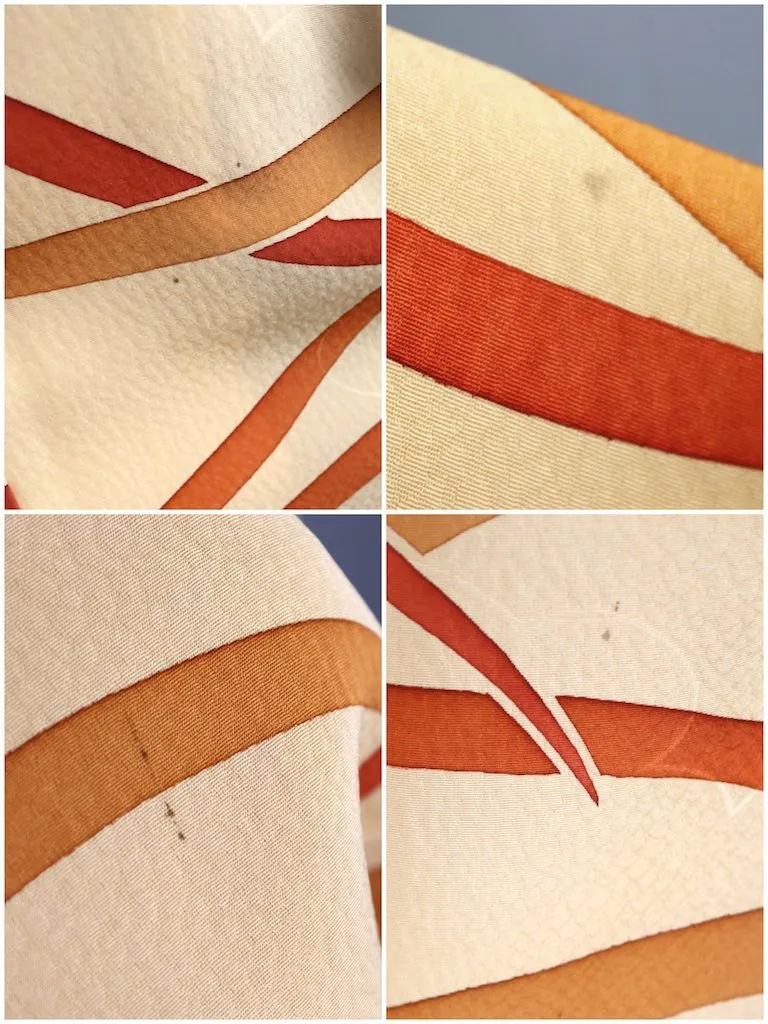 Vintage Ivory & Orange Silk Kimono Robe