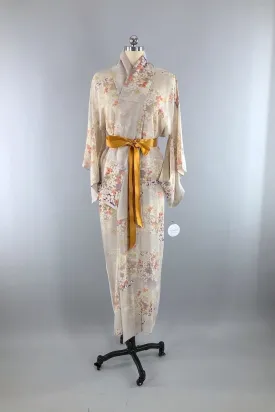 Vintage Light Floral Summer Silk Kimono