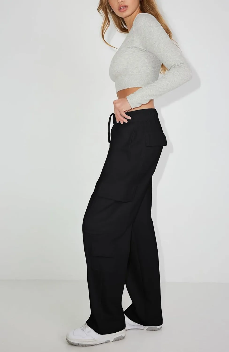 Waitfairy Wide Leg Sweatpants Women Cargo Pants for Girls High Waisted Baggy Sweatpants for Women Casual Pants with Pockets