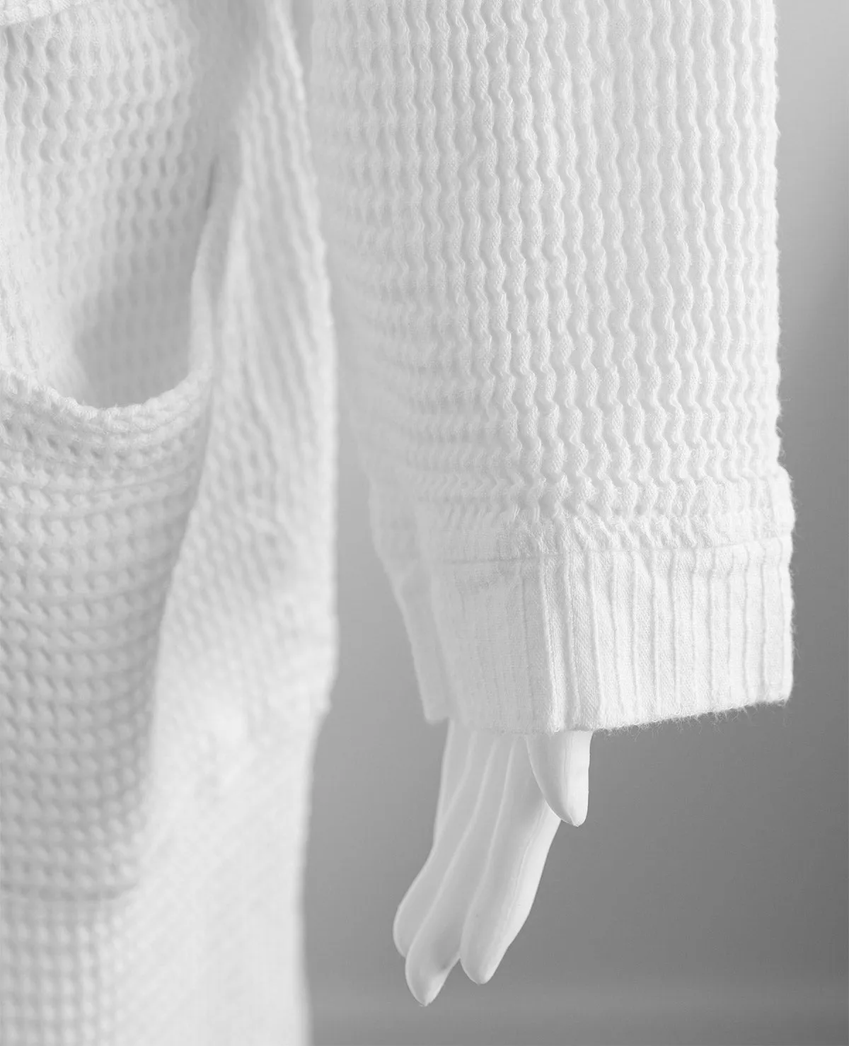 Washed Cotton/Bamboo Waffle Robe White