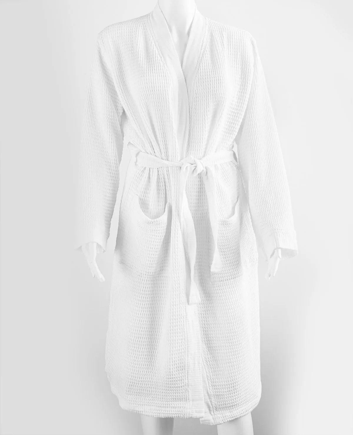 Washed Cotton/Bamboo Waffle Robe White