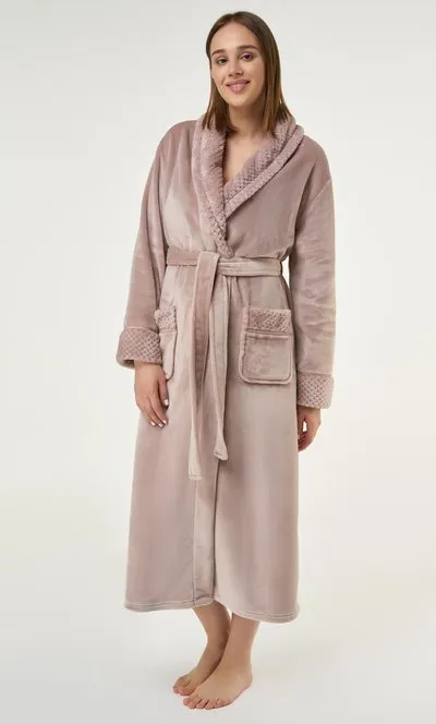 Women Fleece Bathrobe for Women, Comfy Women's Robe Long - Shawl
